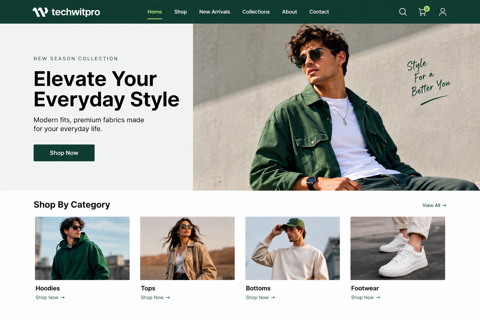 Website before redesign